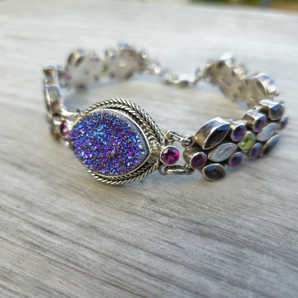 Nicky Butler RAJ LIMITED EDITION 925 Sterling Silver Druzy Designer Bracelet NB